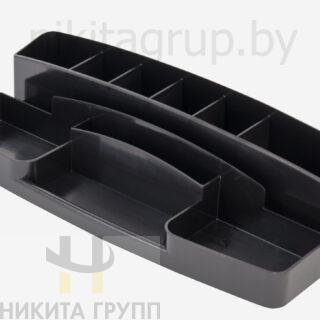 Подставка для канцелярских товаров Эсир БИЗНЕС 11 отделений 250х100х62 мм черный пластик