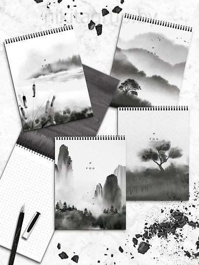 Блокнот А5 60 л в точку LOREX SILENT LANDSCAPE на гребне (спирали)