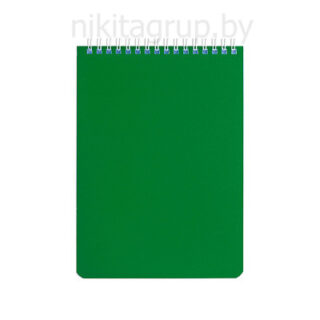 Блокнот А5 50 л зеленый на гребне клетка