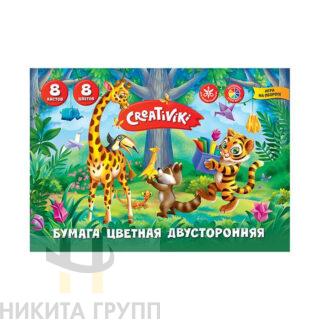 Бумага цветная 2-стороняя Creativiki газет. 8 листов 8 цветов 45 г/м2 А5 200х137 мм