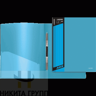 Папка с пружинным скоросшивателем A4 450мкм 2 кармана ЯРКО-ГОЛУБАЯ