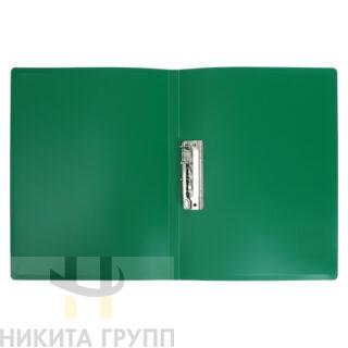 Папка с прижимом А4 1 550мкм пластик ЗЕЛЕНАЯ