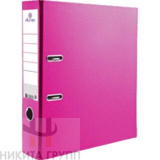 Папка-регистратор A4 75 мм PVC метал окант ЯРКО-РОЗОВАЯ