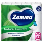Бумага туалетная Zemma Natural Comfort 32 рулона 3 слоя белая